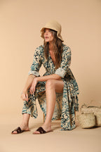 Colette Dress abito lungo donna in tela misto lino e viscosa con stampa a fiori