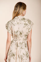 Yoko Kleid Damen aus Canvas Leinen Viskose Mischung Blumenmuster