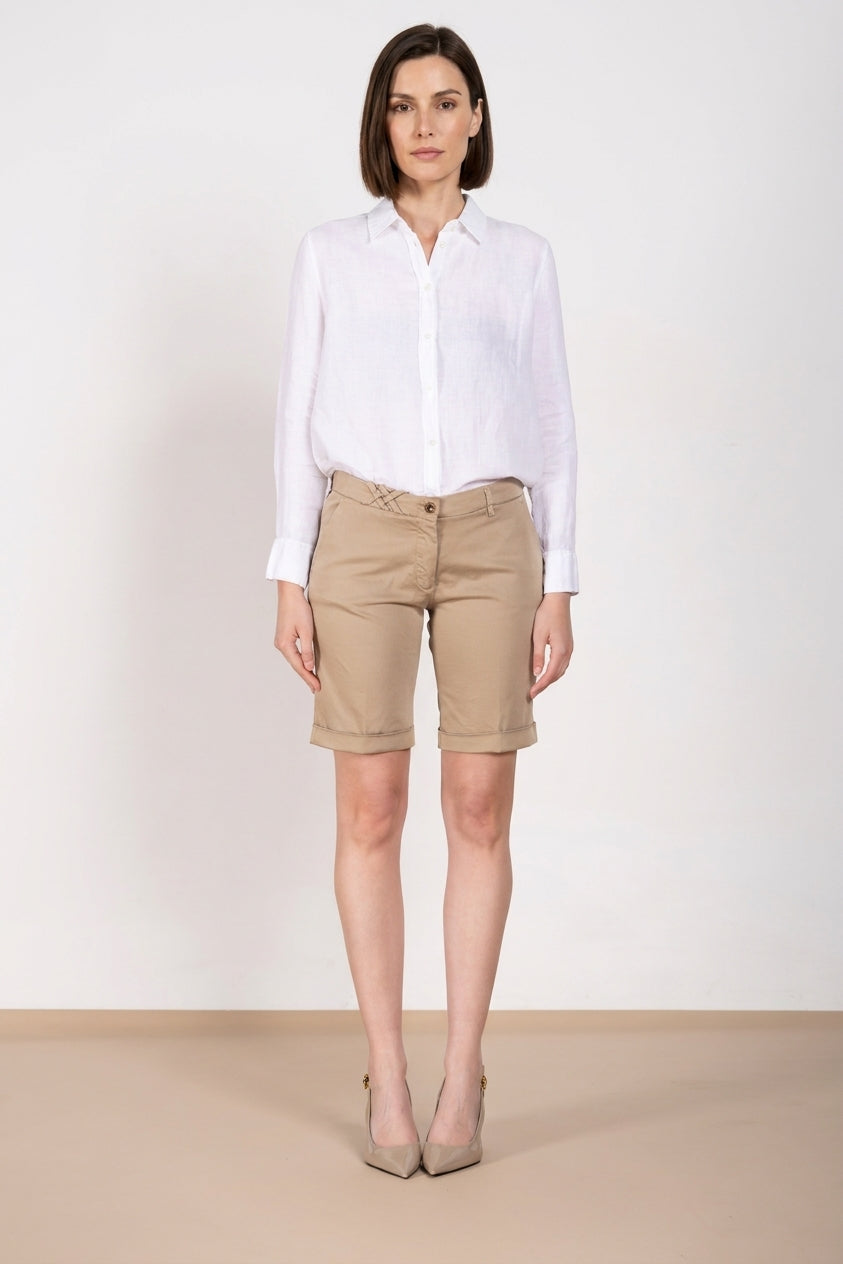 New York bermuda chino donna in raso stretch slim fit