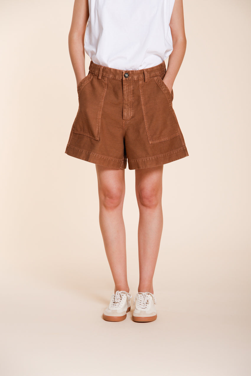 Dallas Damen Cargo Bermuda aus Flammgarn-Baumwolle relaxed fit