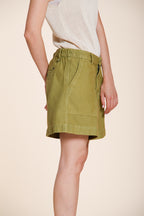 Dallas bermuda cargo donna in cotone fiammato relaxed fit