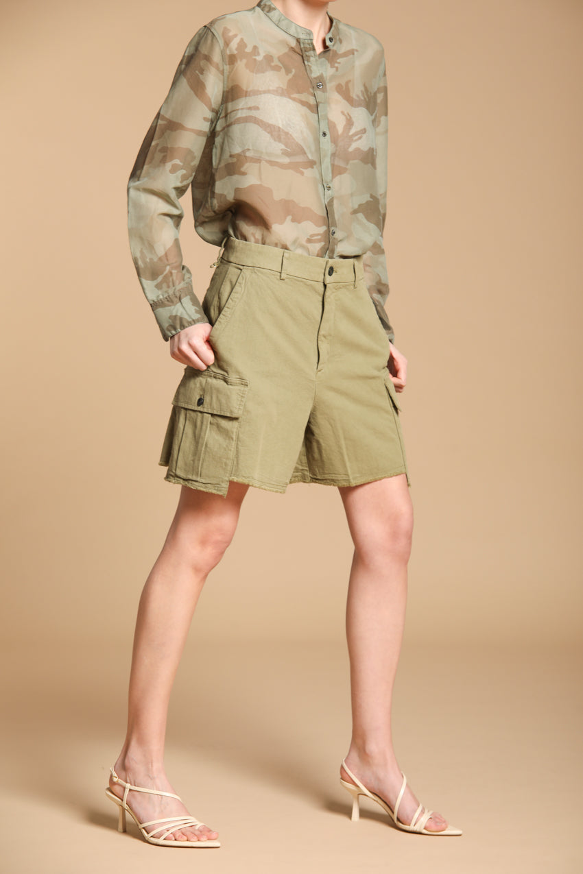 Judy Bermuda Cargo Damen in flammendem Panama-Baumwollgewebe Relaxed Fit