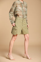 Judy Bermuda Cargo Damen in flammendem Panama-Baumwollgewebe Relaxed Fit