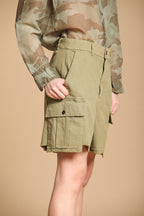 Judy Bermuda Cargo Damen in flammendem Panama-Baumwollgewebe Relaxed Fit