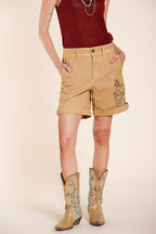 Baltimora bermuda cargo donna in panama fiammata relaxed fit