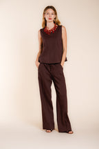 Nhabi Bluse Damen ärmellos aus Canvas Leinen und Viskose Mischung