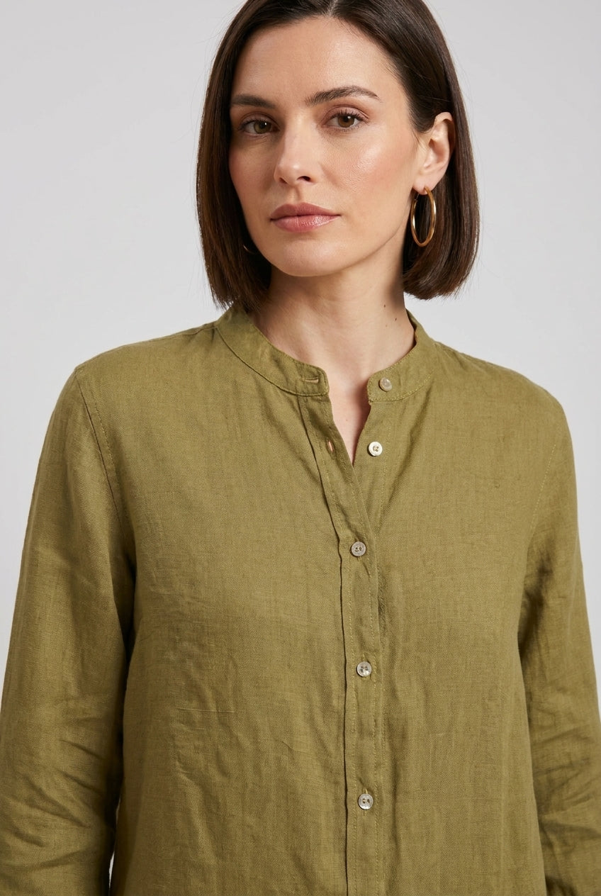 Delhi camicia donna a manica lunga in tela di lino