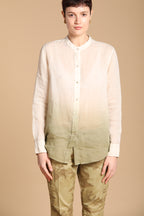 Delhi Damenbluse mit langen Ärmeln aus Orlando-Ramie mit koreanischem Kragen