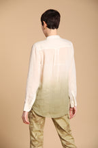 Delhi Damenbluse mit langen Ärmeln aus Orlando-Ramie mit koreanischem Kragen