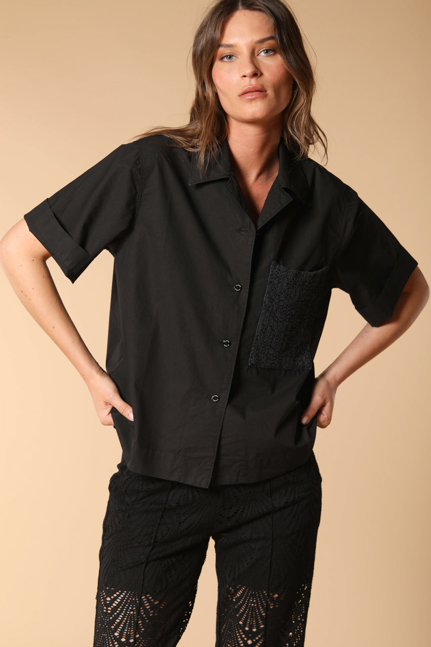 Florida Damenbluse mit kurzen Ärmeln aus Popeline