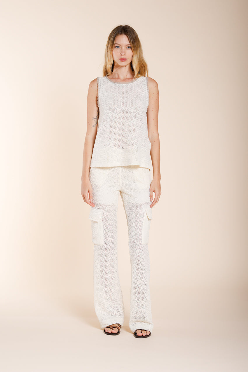 Karina Bluse ärmellos Damen aus Häkelstrick