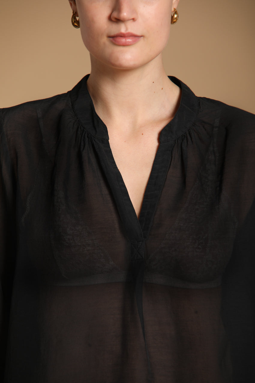 Adele camicia donna a manica lunga in mussola misto cotone e seta