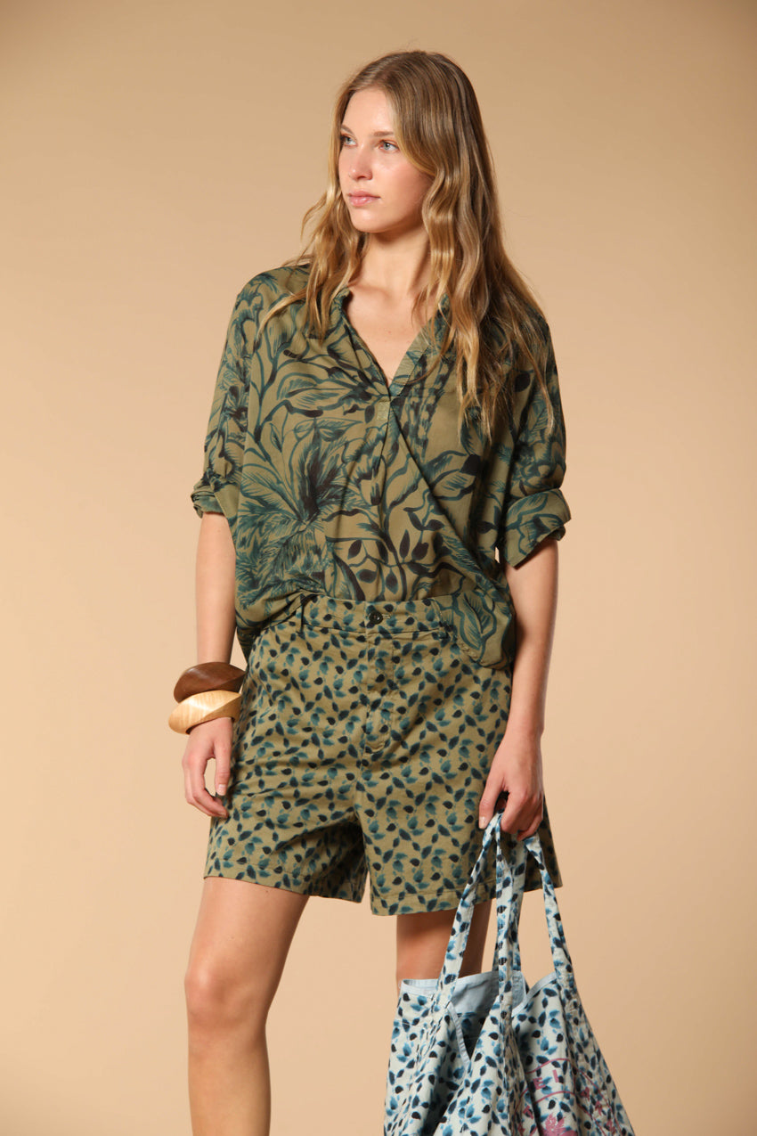 Adele camicia donna in voile di cotone con stampa a fiori