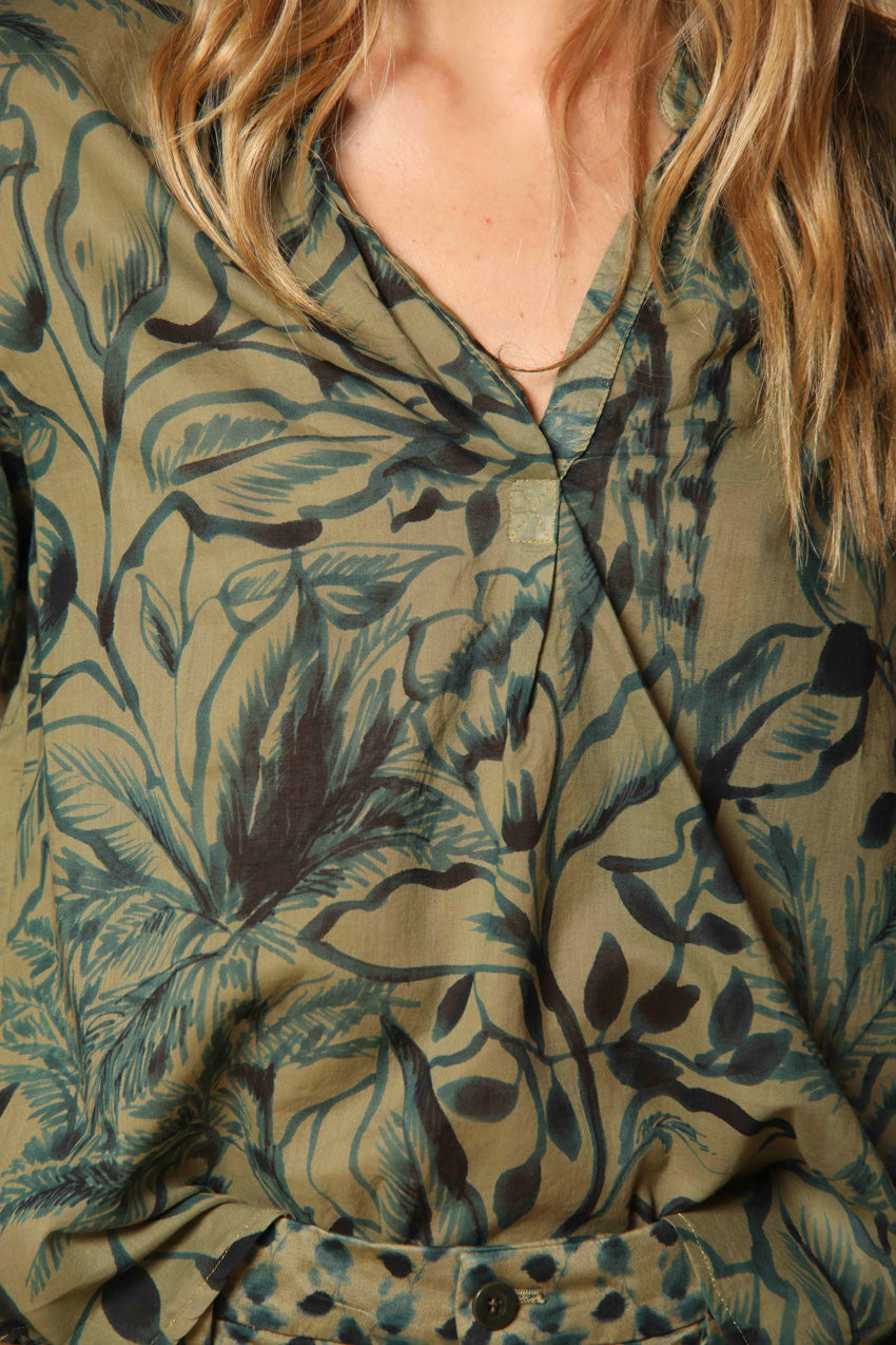 Adele camicia donna in voile di cotone con stampa a fiori