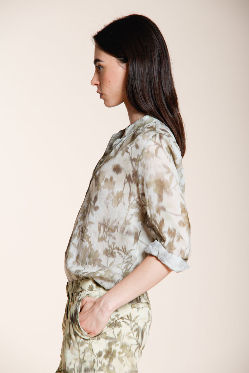 Adele Hemd Damen Langarm aus Baumwollmusselin Blumenmuster