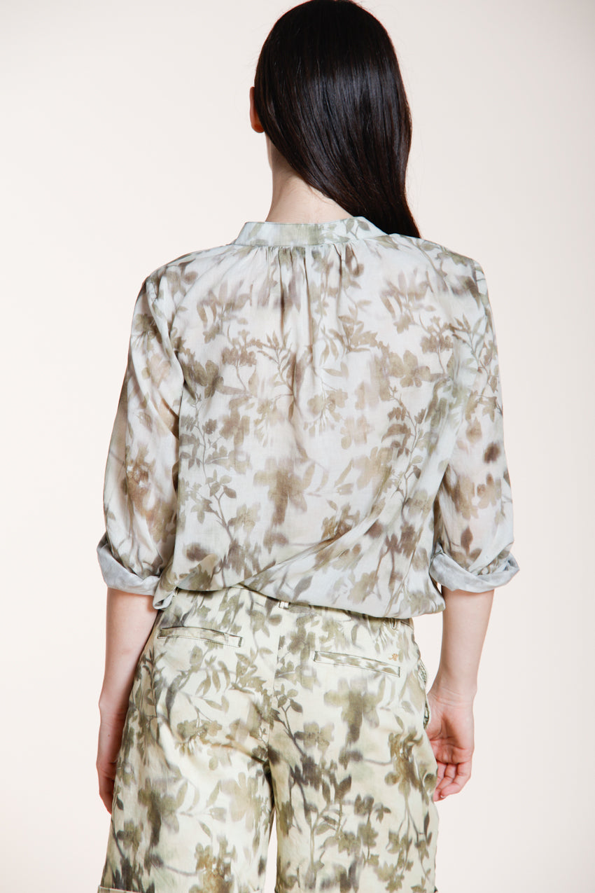 Adele camicia donna a manica lunga in mussola di cotone fantasia a fiori