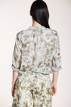 Adele camicia donna a manica lunga in mussola di cotone fantasia a fiori