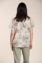 Livia Hemd Damen Kurzarm aus Canvas Leinen Viskose Mischung Blumenmuster