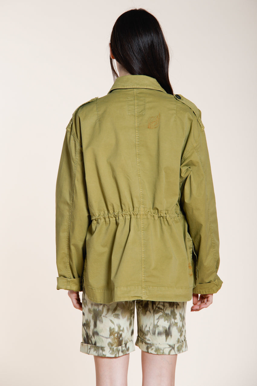 Florence New giacca donna in twill leggero stretch ricamo fiori