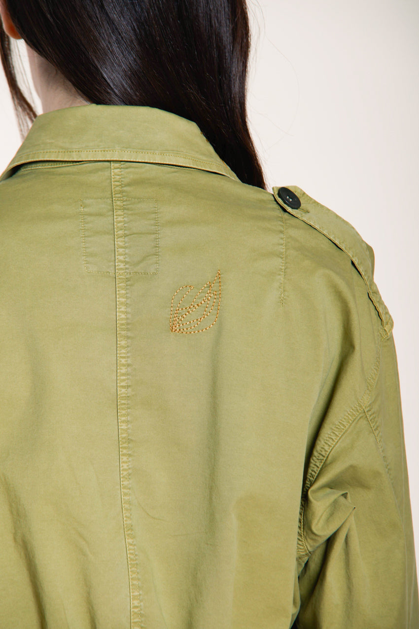 Florence New giacca donna in twill leggero stretch ricamo fiori