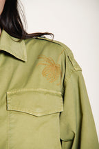 Florence New giacca donna in twill leggero stretch ricamo fiori