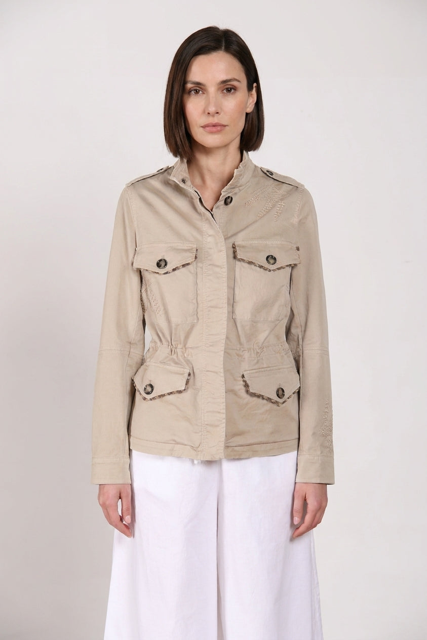 Eva giacca donna in twill ricamo fiori