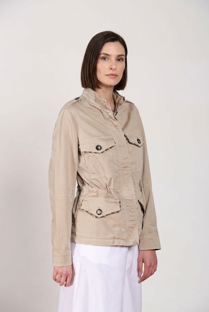 Eva Jacke Damen aus Twill Blumenstickerei