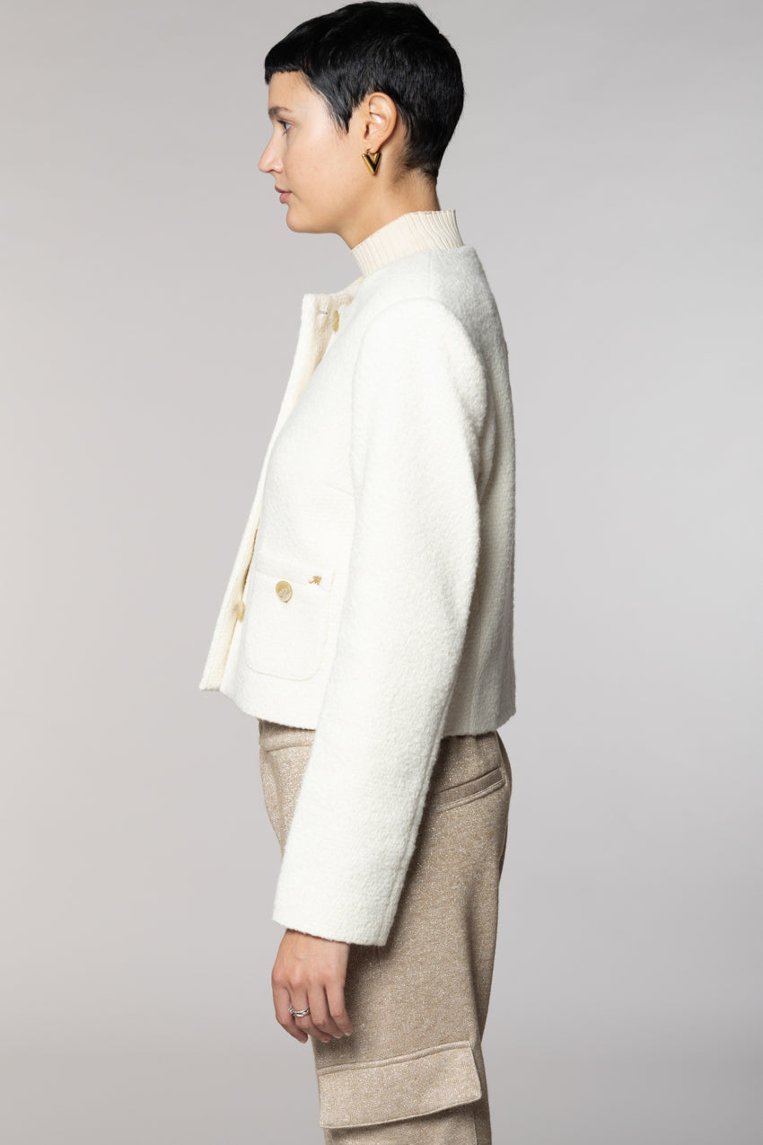 Lou Lou giacca cropped donna in bouclé misto lana