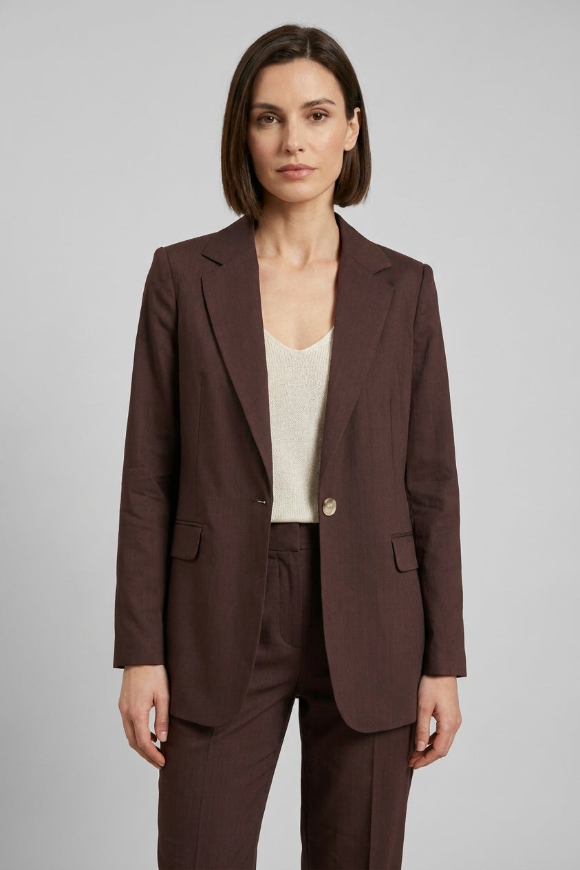 Irene blazer donna in tela misto lino e viscosa