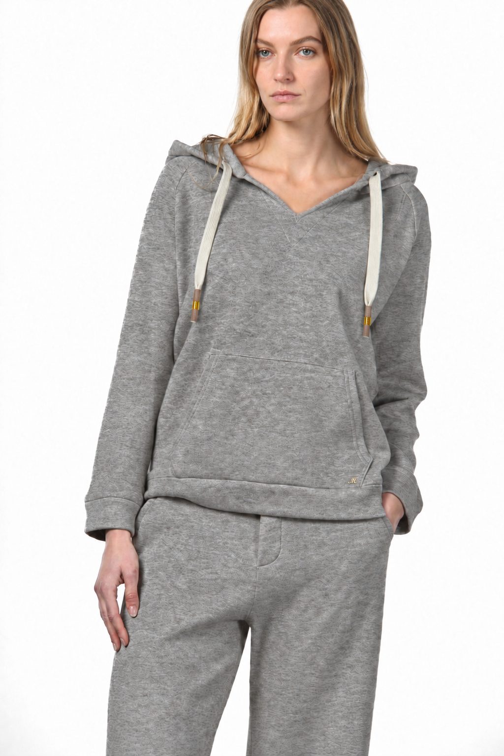 Hoodie Damen-Sweatshirt aus Jersey in Strickoptik
