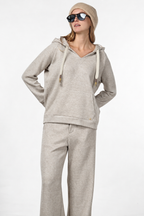 Hoodie felpa donna in jersey effetto maglia
