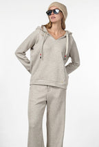 Hoodie felpa donna in jersey effetto maglia
