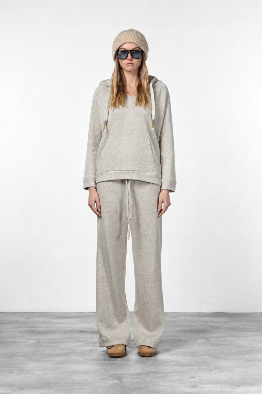 Hoodie felpa donna in jersey effetto maglia