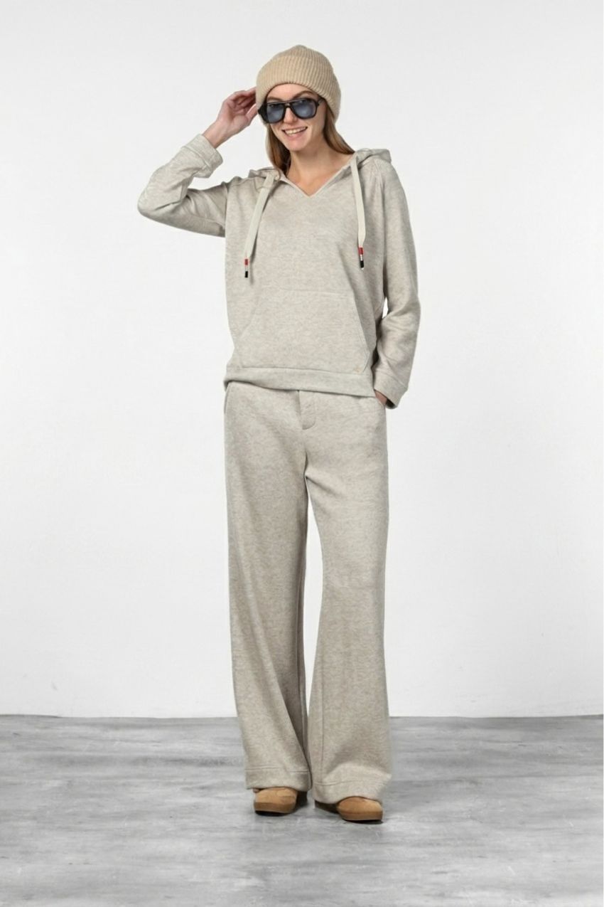Hoodie Damen-Sweatshirt aus Jersey in Strickoptik