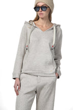 Hoodie felpa donna in jersey effetto maglia