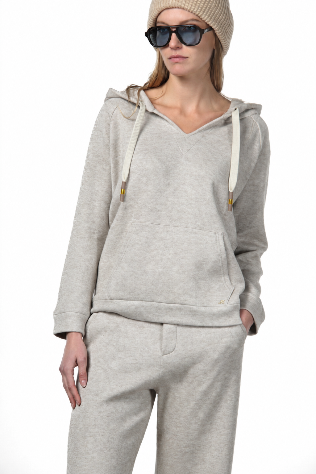 Hoodie felpa donna in jersey effetto maglia