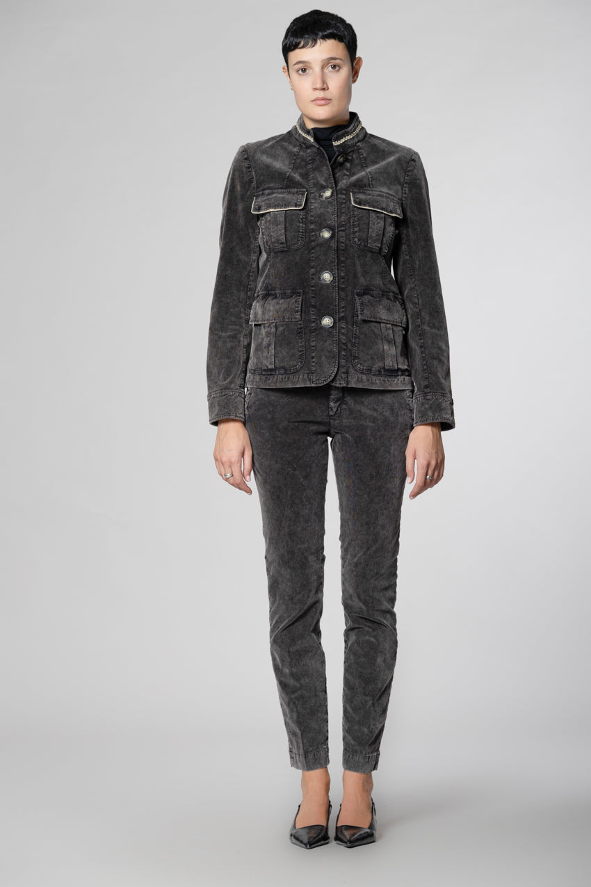 Jaqueline Archivio pantaloni chino donna in velluto 1000 righe slim fit