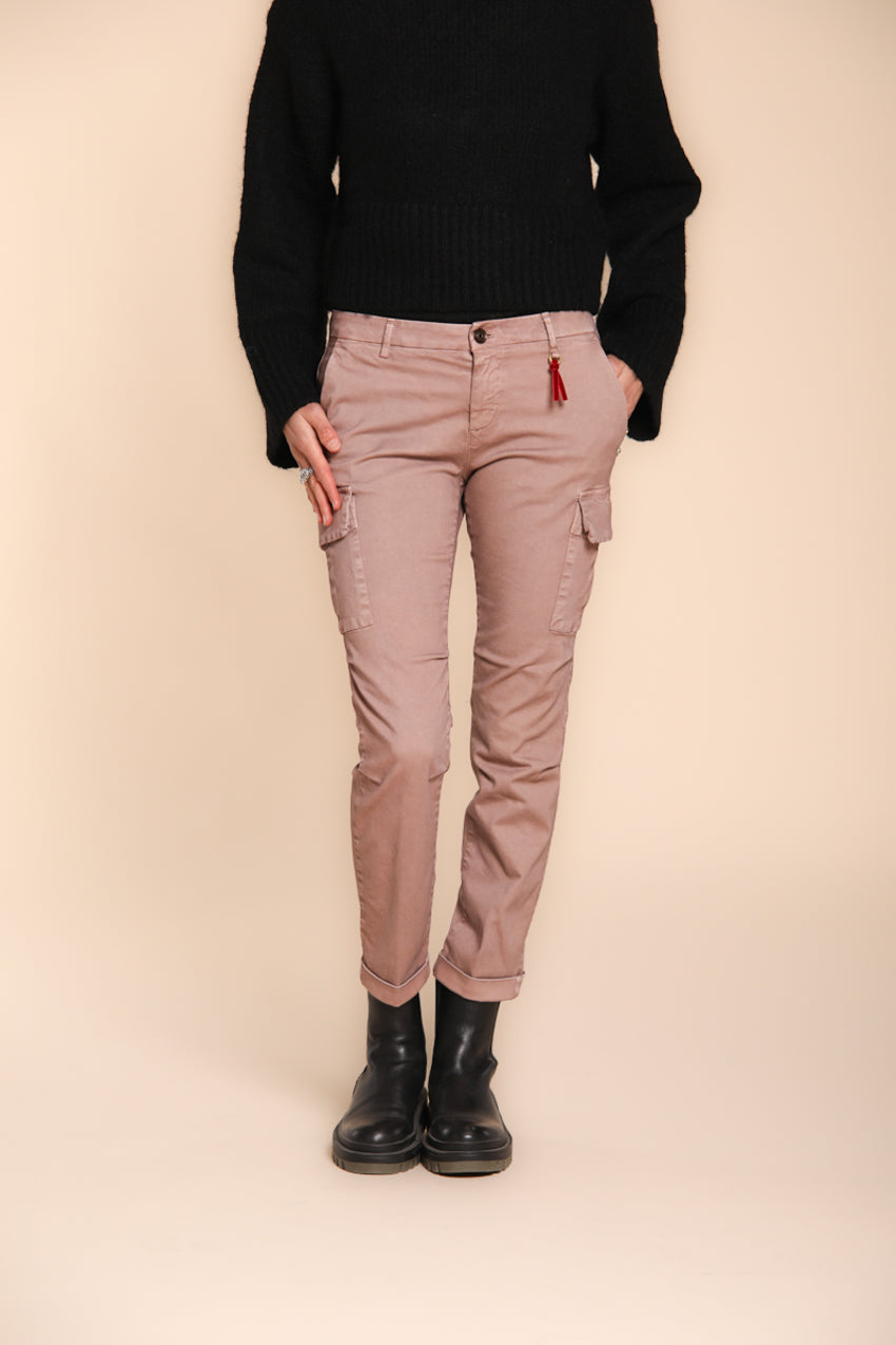 Chile City pantalone cargo donna in raso slim fit