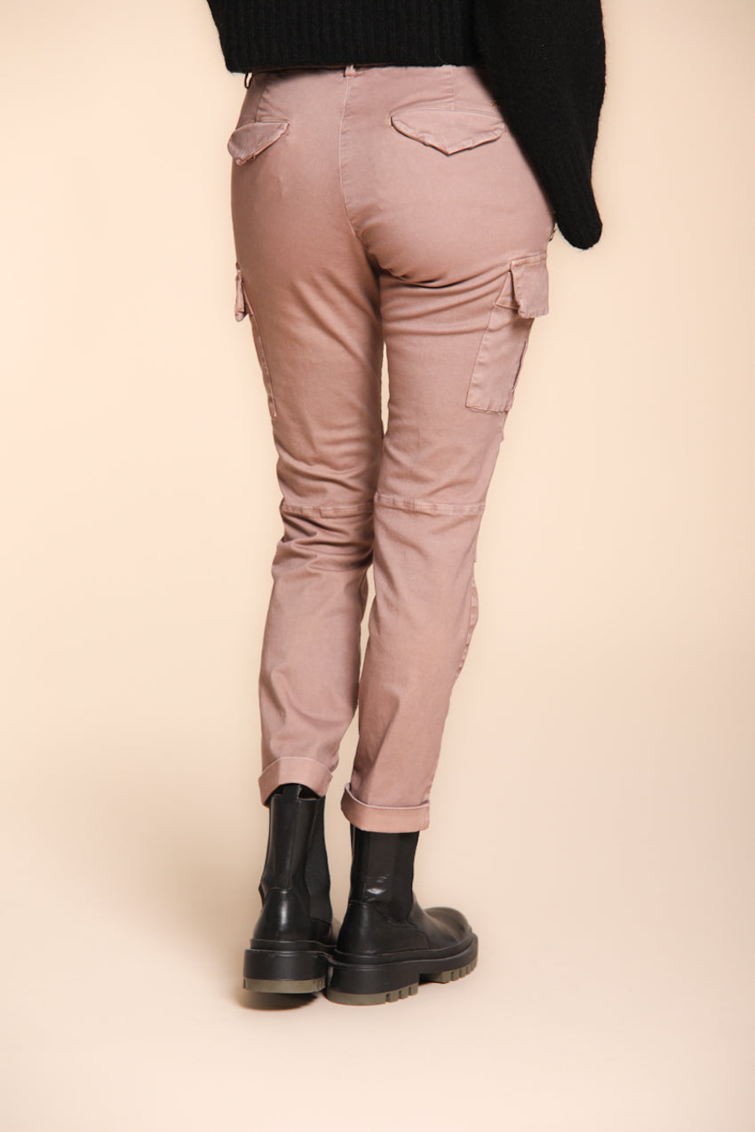Chile City pantalone cargo donna in raso slim fit