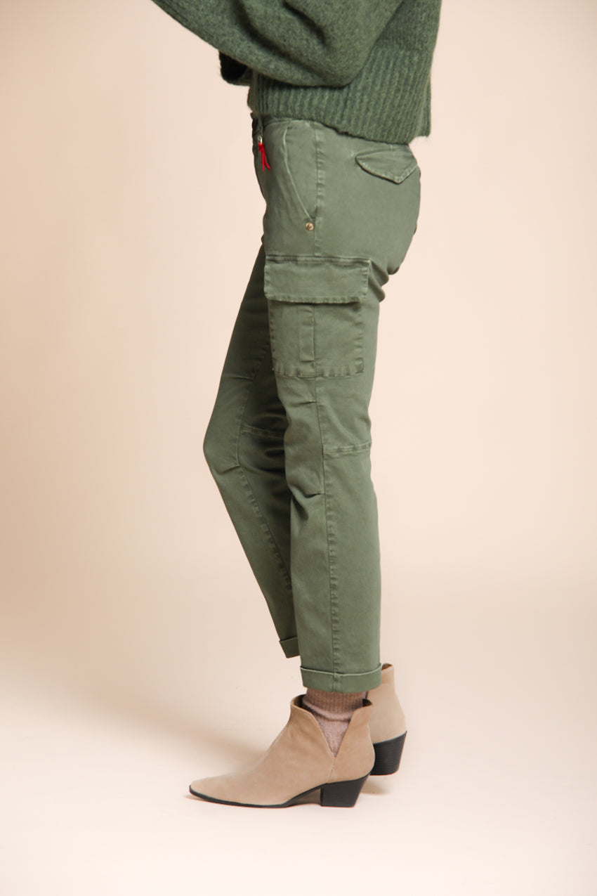 Chile City pantalone cargo donna in raso slim fit