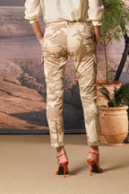 Chile City pantalone cargo donna in raso con stampa camouflage slim fit