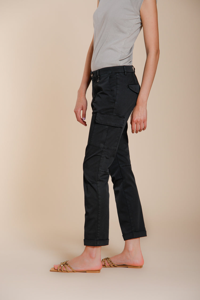 Chile City pantalone cargo donna in gabardina stretch slim fit