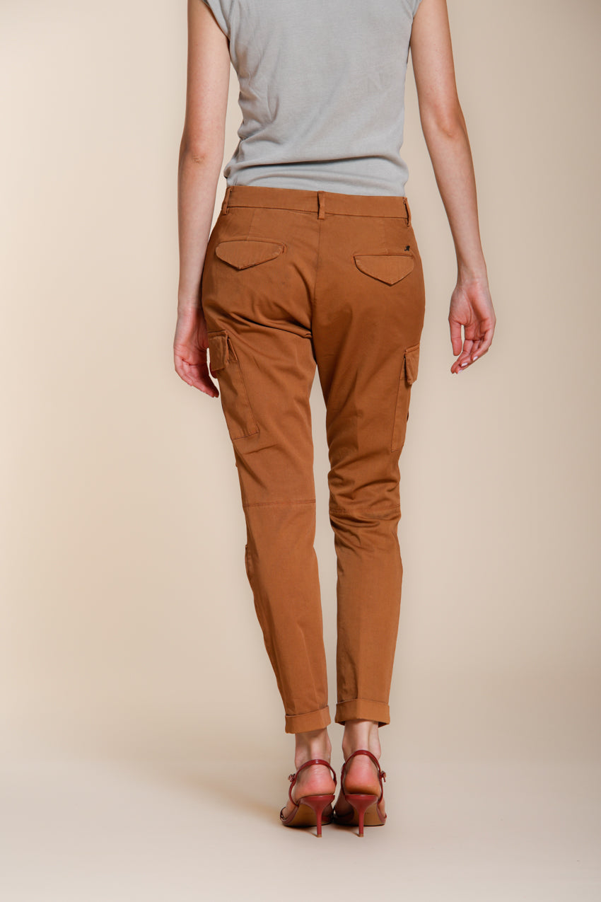 Chile City pantalone cargo donna in gabardina stretch slim fit