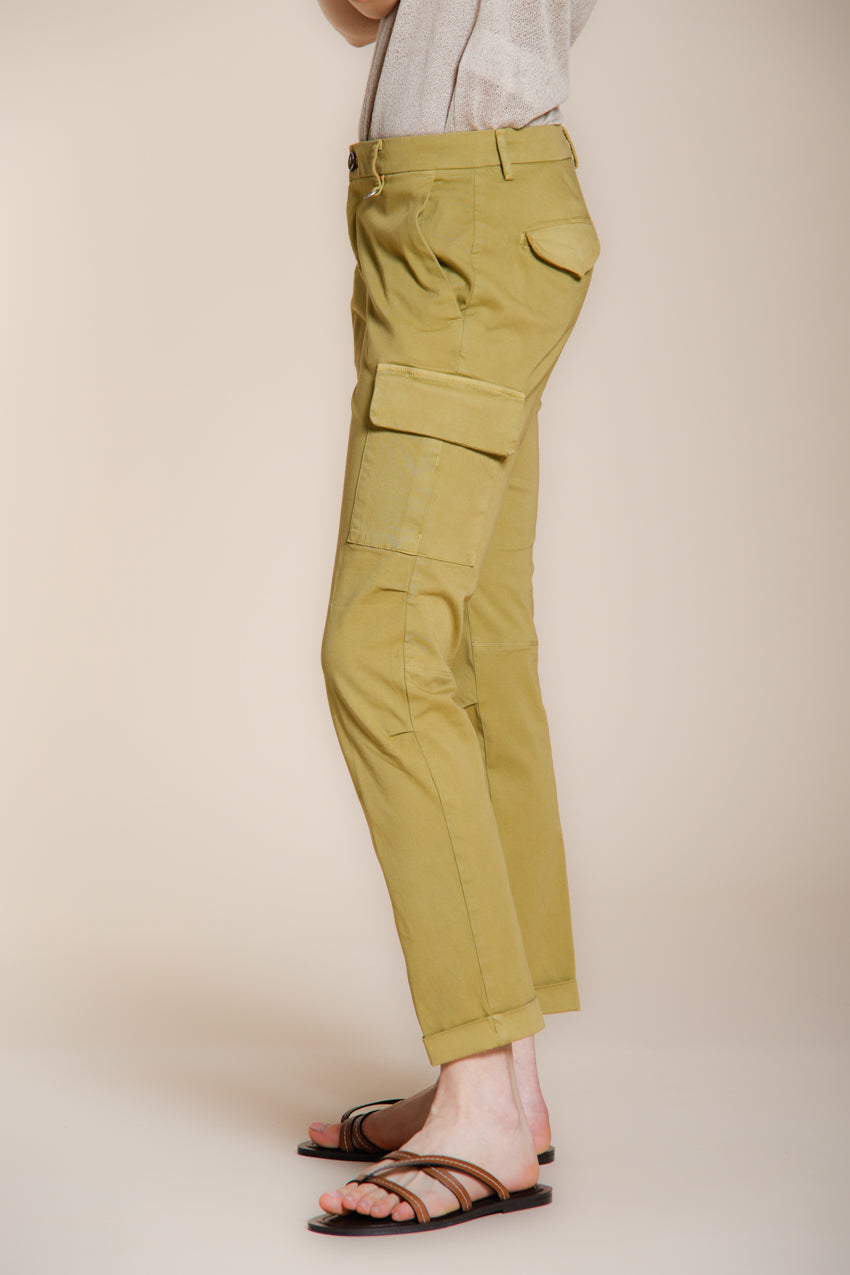 Chile City pantalone cargo donna in gabardina stretch slim fit