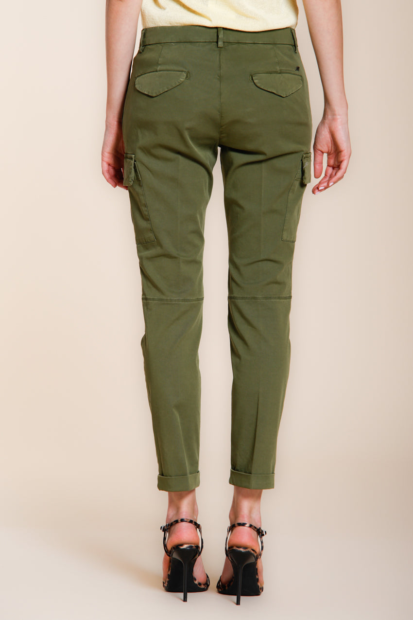 Chile City pantalone cargo donna in gabardina stretch slim fit