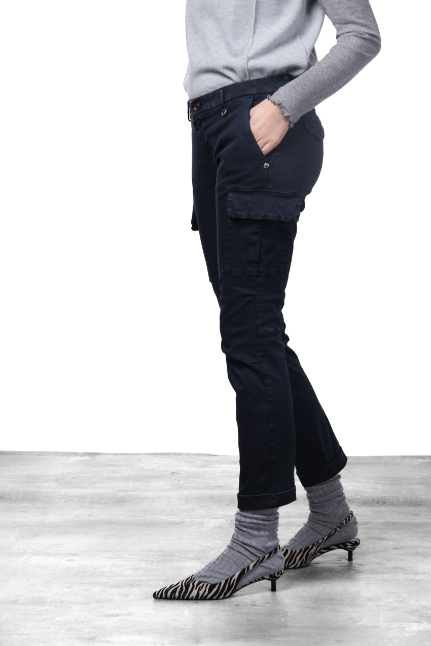 Chile City pantalone cargo donna in raso slim fit
