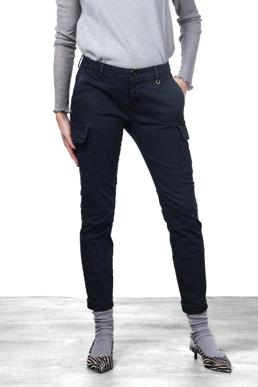 Chile City pantalone cargo donna in raso slim fit