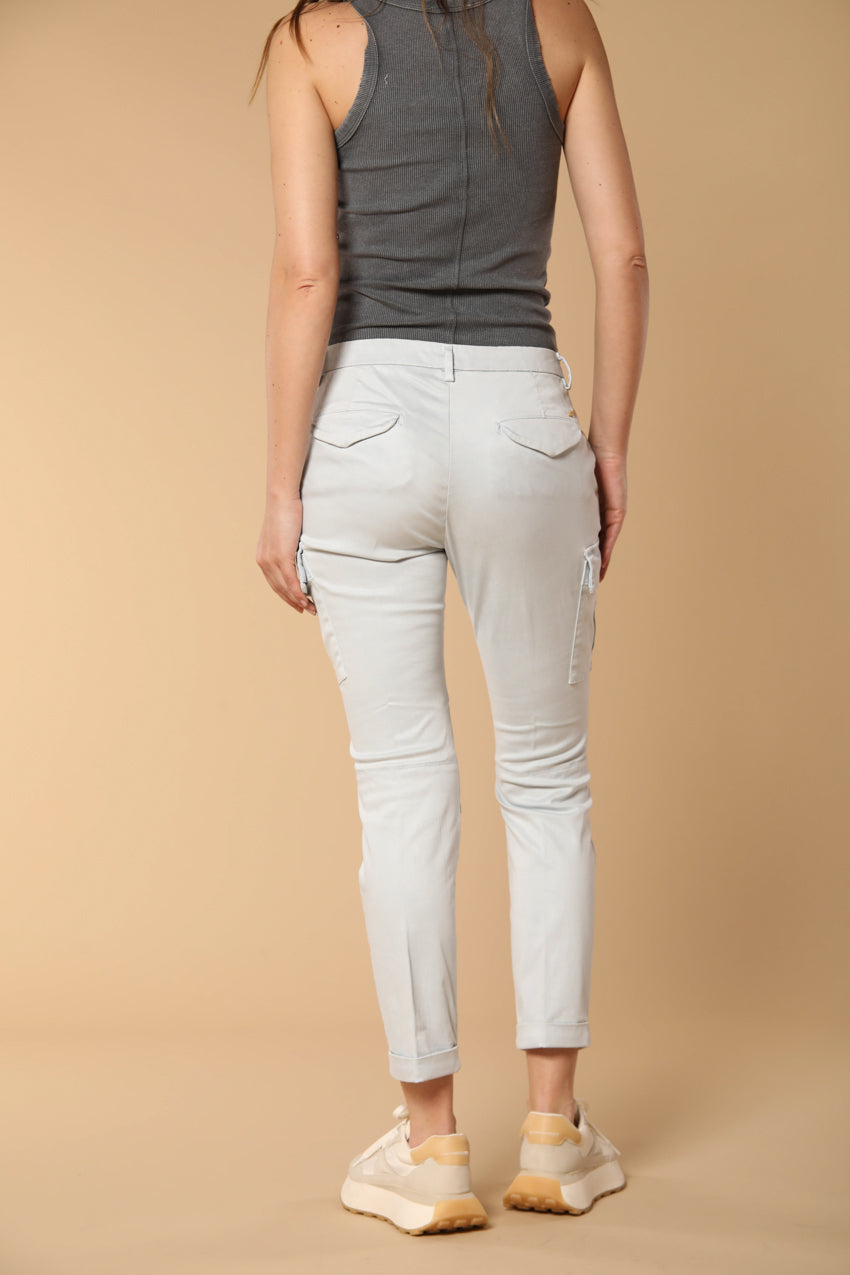 Chile City pantalone cargo donna in gabardina slim fit