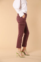 Chile City pantalone cargo donna in gabardina slim fit