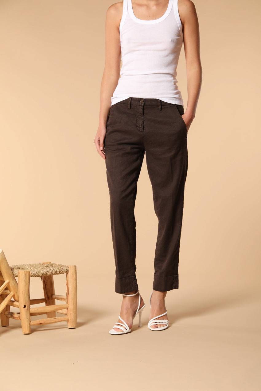 New York Carrot pantalone chino donna in twill di lino e cotone carrot fit